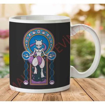 Mewtwo Stained Glass Pokemon Baskılı Kupa