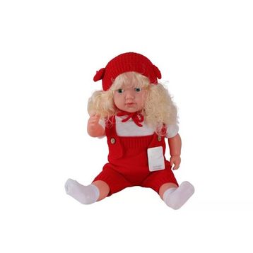 Mey İthalat 5214 Trikolu Tulumlu Saçlı 60 cm Büyük Bebek