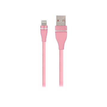 MF Product Jettpower 0054 1 m Pembe Metal Başlıklı Örgülü 2.1A Lightning Hızlı Şarj Kablosu