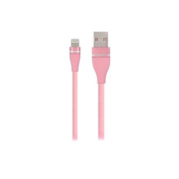 MF Product Jettpower 0054 1 m Pembe Metal Başlıklı Örgülü 2.1A Lightning Hızlı Şarj Kablosu