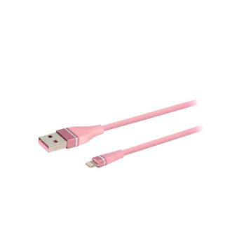 MF Product Jettpower 0054 1 m Pembe Metal Başlıklı Örgülü 2.1A Lightning Hızlı Şarj Kablosu