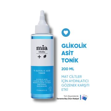 Mia Klinika 200 ml %7 Glikolik Asitli Arındırıcı ve Gözenek Sıkılaştırıcı Tonik
