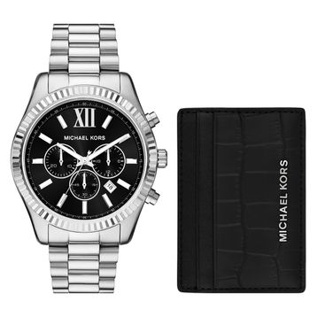 Michael Kors MK1091SET Metalik Gri Erkek Kol Saati ve Kartlık