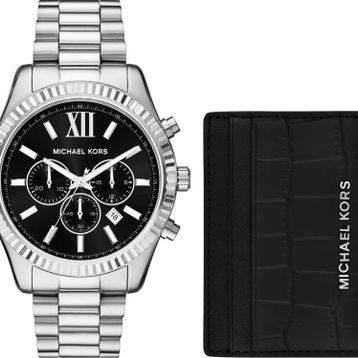 Michael Kors MK1091SET Metalik Gri Erkek Kol Saati ve Kartlık