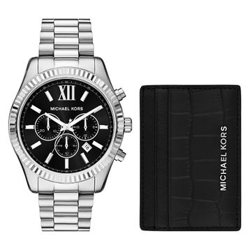 Michael Kors MK1091SET Metalik Gri Erkek Kol Saati ve Kartlık