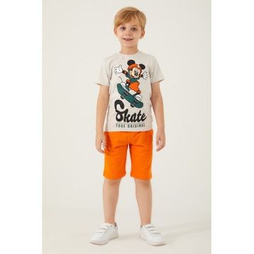 Mickey Mouse D4786-3 Bej Erkek Çocuk Bermuda Takım