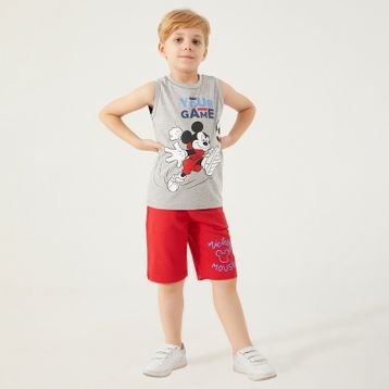 Mickey Mouse D4787-3 Gri Melanj Erkek Çocuk Bermuda Takım