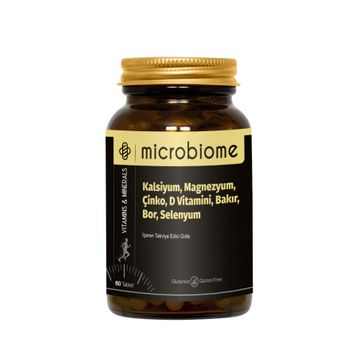 Microbiome Kalsiyum Magnezyum Çinko D Vitamini Bakır Bor Selenyum 60 Tablet