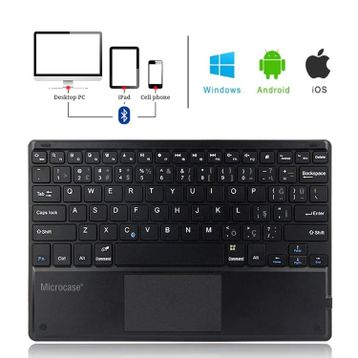 Microcase AL2746 Siyah Tablet ve Telefonlar İçin Şarjlı Touchpadli Türkçe Bluetooth Klavye