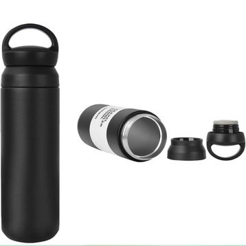 Microcase AL4378 Siyah Paslanmaz Çelik 500 ml Sıcak Soğuk Tutan Çay Kahve Su El Termosu