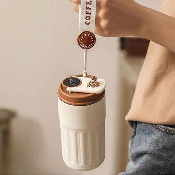 Microcase AL5024 Krem 304 Paslanmaz Çelik 450 ml Bilek Askılı Derece Göstergeli Termos