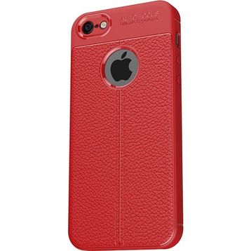 Microcase Apple iPhone 6 6S Leather Effect TPU Silikon Tempered Cam + Kırmızı Kılıf
