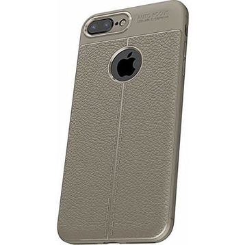 Microcase Apple iPhone 7 Leather Effect Silikon Tempered Cam + Gri Kılıf