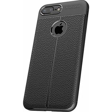 Microcase Apple iPhone 7 Leather Effect Silikon Tempered Cam + Siyah Kılıf