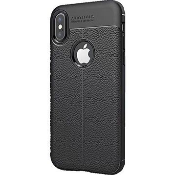 Microcase Apple iPhone X Leather TPU Silikon Tempered Cam + Siyah Kılıf