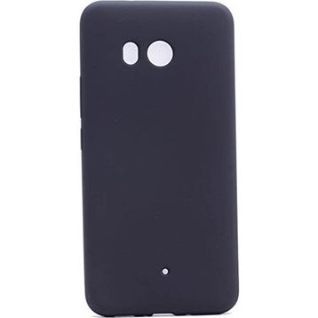 Microcase HTC U11 Premium Mat Silikon Tempered Glass Cam + Siyah Kılıf