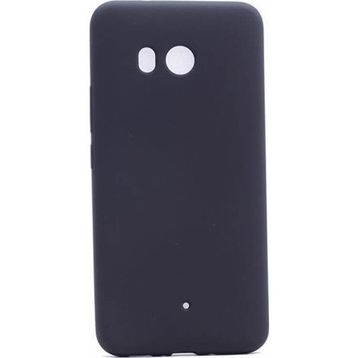Microcase HTC U11 Premium Mat Silikon Tempered Glass Cam + Siyah Kılıf