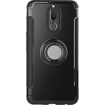 Microcase Huawei Mate 10 Yüzük Standlı Armor Silikon Tempered Cam + Kılıf
