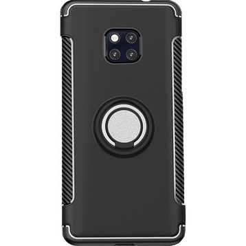 Microcase Huawei Mate 20 Pro Yüzük Standlı Armor Silikon Siyah Kılıf