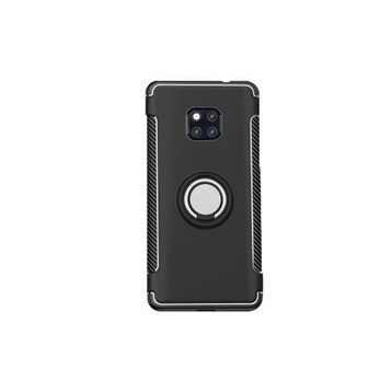Microcase Huawei Mate 20 Pro Yüzük Standlı Armor Silikon Siyah Kılıf