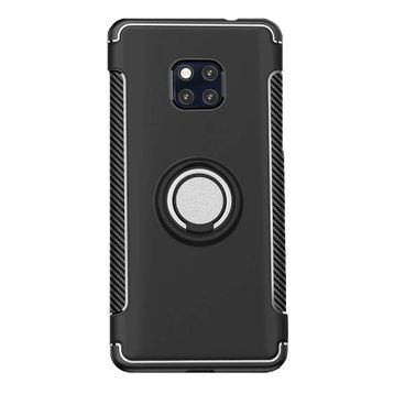 Microcase Huawei Mate 20 Pro Yüzük Standlı Armor Silikon Siyah Kılıf