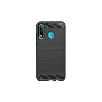 Microcase Huawei Nova 4e Brushed Carbon Fiber Siyah Silikon Kılıf