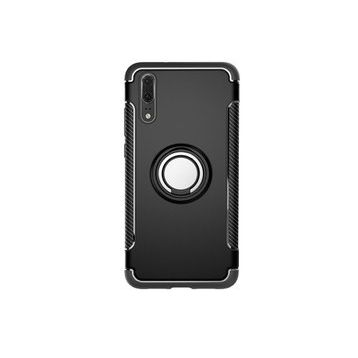 Microcase Huawei P20 Yüzük Standlı Armor Silikon Siyah Kılıf