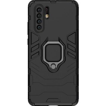 Microcase Huawei P30 Pro Batman Serisi Yüzük Standlı Armor Siyah Kılıf
