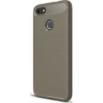 Microcase Huawei P9 Lite Mini Brushed Carbon Fiber Silikon Nano Esnek Cam + Kılıf