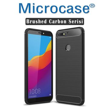 Microcase Huawei Y7 Pro 2018 Brushed Carbon Fiber Silikon Kılıf