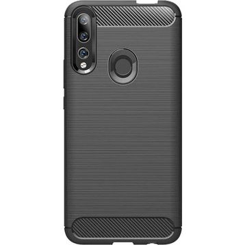 Microcase Huawei Y9 2019 Brushed Carbon Fiber Silikon TPU Siyah Kılıf