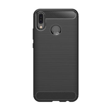 Microcase Huawei Y9 2019 Brushed Carbon Fiber Silikon TPU Siyah Kılıf