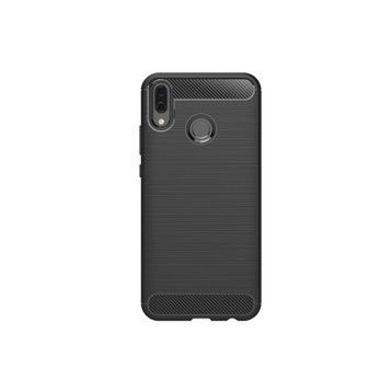 Microcase Huawei Y9 2019 Brushed Carbon Fiber Silikon TPU Siyah Kılıf