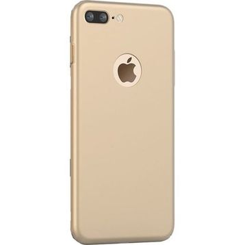Microcase iPhone 8 Plus Premium Matte Silikon TPU Tempered Cam + Altın Kılıf