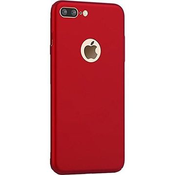 Microcase iPhone 8 Plus Premium Matte Silikon TPU Tempered Cam + Kırmızı Kılıf