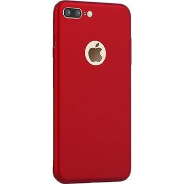 Microcase iPhone 8 Plus Premium Matte Silikon TPU Tempered Cam + Kırmızı Kılıf