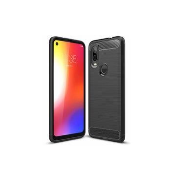 Microcase Motorola Moto One Vision Brushed Carbon Fiber TPU Siyah Silikon Kılıf