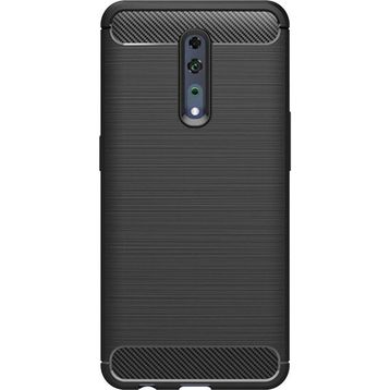 Microcase Oppo Reno Brushed Carbon Fiber Siyah Silikon Kılıf