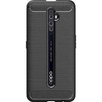 Microcase Oppo Reno Brushed Carbon Fiber Siyah Silikon Kılıf