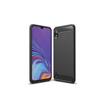 Microcase Samsung Galaxy A10 Brushed Carbon Fiber Silikon Siyah Kılıf