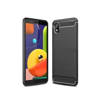 Microcase Samsung Galaxy A10 Brushed Carbon Fiber Silikon Siyah Kılıf
