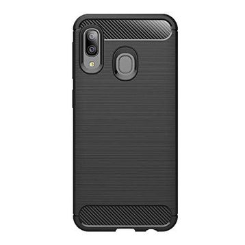 Microcase Samsung Galaxy A20 Brushed Carbon Fiber Siyah Silikon Kılıf