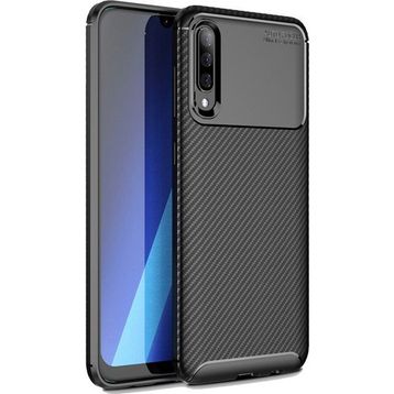 Microcase Samsung Galaxy A50 Maxy Serisi Carbon Fiber TPU Siyah Silikon Kılıf
