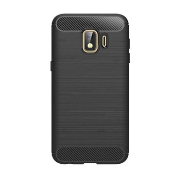 Microcase Samsung Galaxy J2 Core Brushed Carbon Fiber Silikon Siyah Kılıf