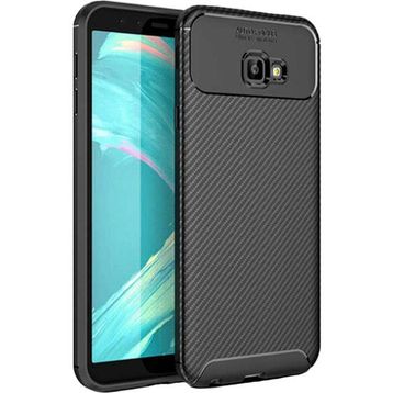 Microcase Samsung Galaxy J4 Plus Maxy Serisi Carbon Fiber TPU Siyah Silikon Kılıf