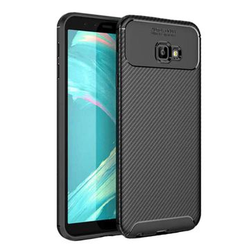 Microcase Samsung Galaxy J4 Plus Maxy Serisi Carbon Fiber TPU Siyah Silikon Kılıf