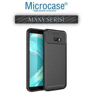 Microcase Samsung Galaxy J4 Plus Maxy Serisi Carbon Fiber TPU Siyah Silikon Kılıf