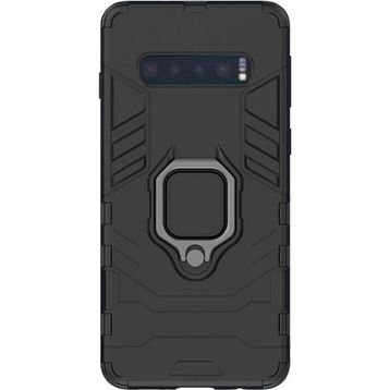Microcase Samsung Galaxy S10 Batman Serisi Yüzük Standlı Armor Siyah Kılıf