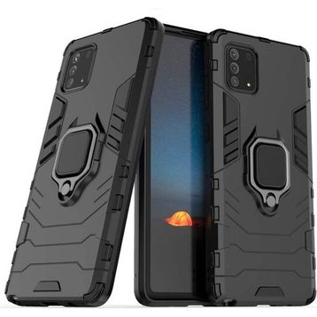 Microcase Samsung Galaxy S10 Batman Serisi Yüzük Standlı Armor Siyah Kılıf