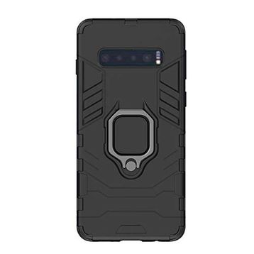Microcase Samsung Galaxy S10 Batman Serisi Yüzük Standlı Armor Siyah Kılıf